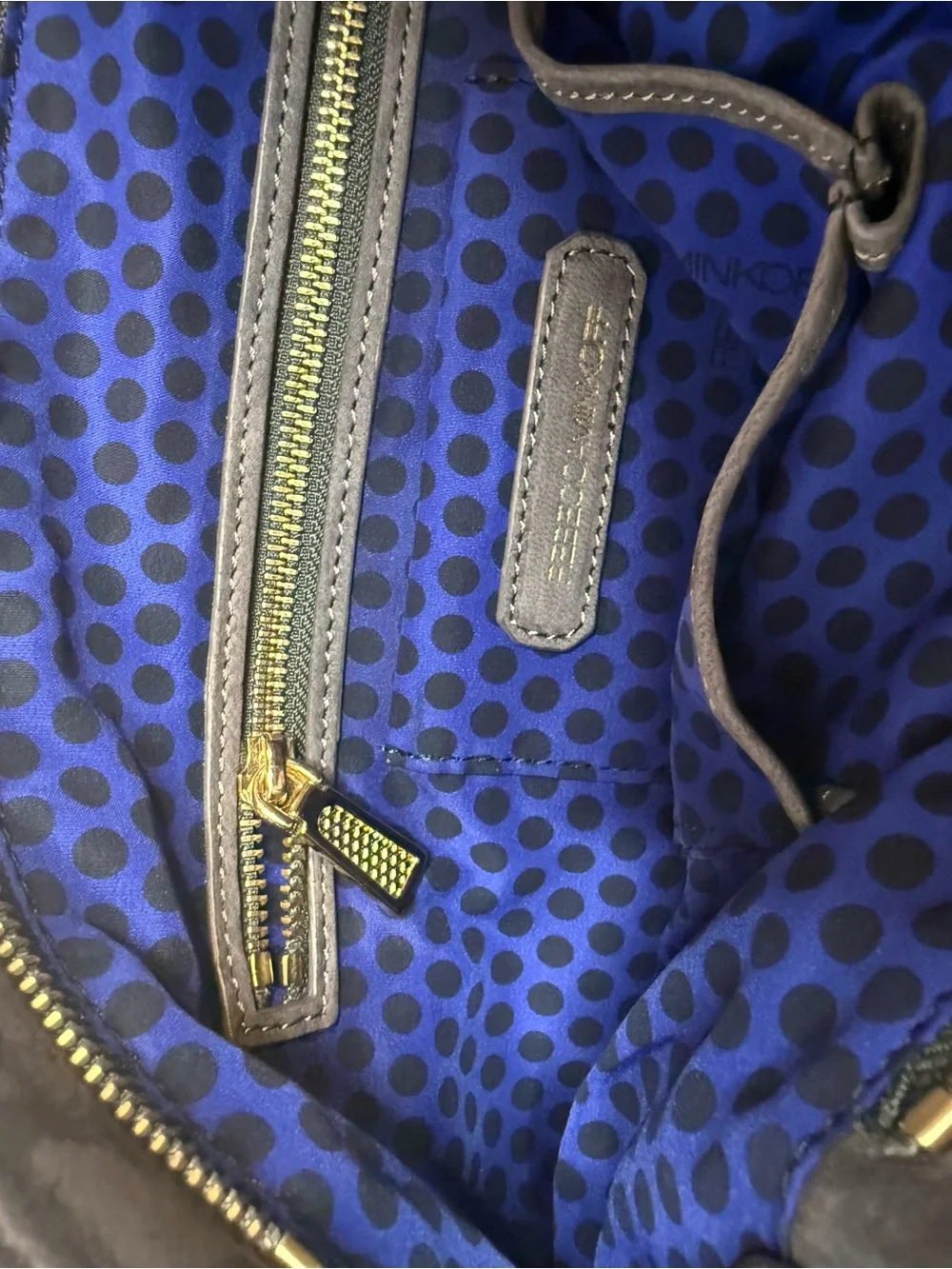Rebecca Minkoff Gray Suede Shoulder Bag with Gold Hardware